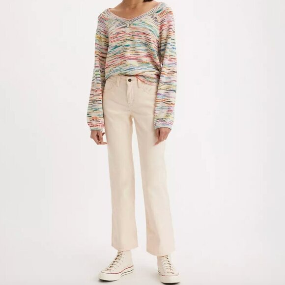 Levis Middy Ankle Bootcut Corduroy Jeans Pants Cream Casual Neutral Size 24 - Picture 3 of 14